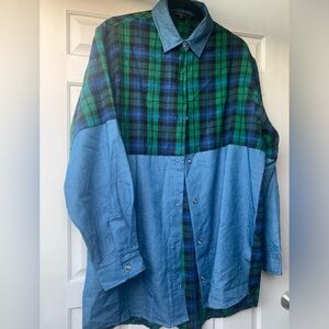 NEW miss lili plaid button down shirt